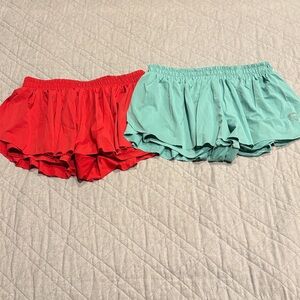 Amazon Essentials Women's Athletic Shorts - Red and Teal